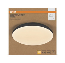 Osram Logo, LED-taklampa Essential Orbis, 390 millimeter, varmvitt ljus, kapslingsklass IP 44, enkel montering, 3 års garanti.