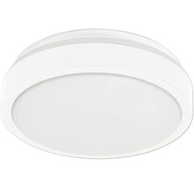 Rund taklampa med plastskärm i minimalistisk design.