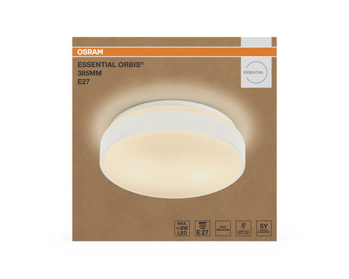 Osram Logo, Essential Orbis LED-taklampa, diameter 385 millimeter, E27-sockel, enkel montering, ljuskälla ingår ej.