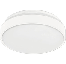 Rund vit taklampa i minimalistisk design.