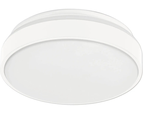 Rund vit taklampa i minimalistisk design.