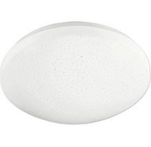 Rund vit LED-taklampa med stjärnhimmelseffekt och plastskärm.