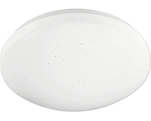 Rund vit LED-taklampa med stjärnhimmelseffekt och plastskärm.