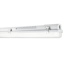 LED våtrumsarmatur med metallclips och transparent diffusor.
