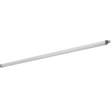 Slankt vitt LED-rör med grå ändstycken för jämn ljusfördelning.