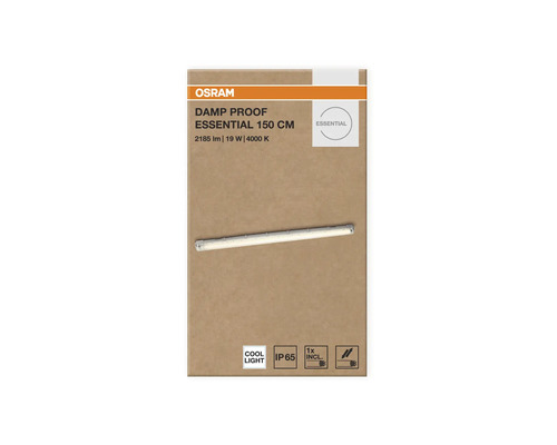 OSRAM LED våtrumsarmatur Damp Proof Essential 150 centimeter, 19 watt, 2185 lumen, 4000 kelvin, kapslingsklass IP 65