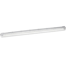LED-våtrumsarmatur med fästclips och ljusgenomsläppligt hölje.