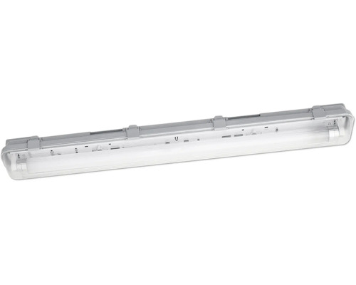 Fuktsäker armatur med plaststomme och transparent kupa för ett LED-lysrör