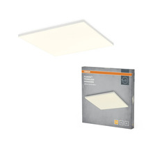 OSRAM Planon ramlös LED-panel, kvadratisk, 600 gånger 600 millimeter, varmvitt ljus, inklusive produktförpackning.
