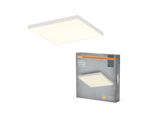 Kvadratisk ramlös LED panel Osram inklusive förpackning, mått 300 gånger 300 millimeter, 20 Watt, 2200 lumen, 3000 Kelvin.