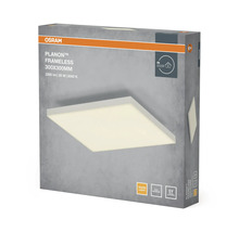 Förpackning för Osram Planon Frameless LED-panel taklampa, 300 gånger 300 millimeter, varmvitt ljus, 2200 lumen.