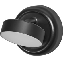 Svart väggspotlight med rund bas och justerbart cylindriskt huvud.