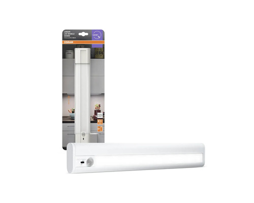 Osram Linear LED Mobile 300 millimeter, batteridriven underskåpsbelysning med rörelsesensor och kallvitt ljus i förpackning.