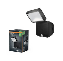 Osram batteridriven LED-strålkastare med rörelsesensor, svart, IP54, 260 lumen, 4000 kelvin, för utomhusbruk.