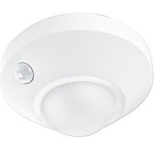 Rund LED-taklampa med integrerad rörelsesensor.