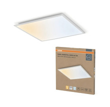 Kvadratisk Osram LED-takpanel Essential Vario 60 centimeter med ställbar färgtemperatur och produktförpackning.