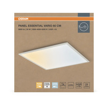 Osram Logo. Panel Essential Vario 60 centimeter, 5800 lumen, 50 watt, färgtemperatur 3000 till 6500 Kelvin, bländtal under 19, för inomhusbruk.