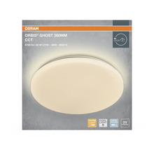 OSRAM Logo. LED-taklampa Orbis Ghost, 380 millimeter, 40 Watt, 4700 Lumen, justerbar färgtemperatur, inomhusbruk, tre års garanti.