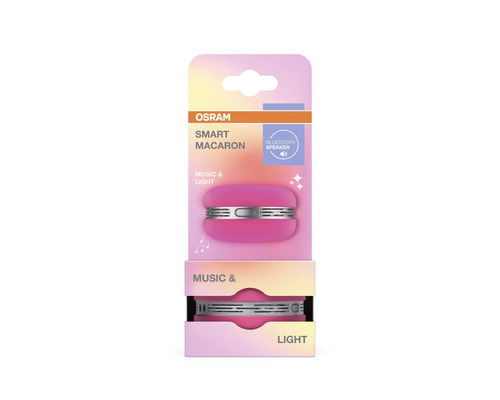 Osram Logo, rosa Smart Macaron Bluetooth-högtalare med musik- och ljusfunktion.