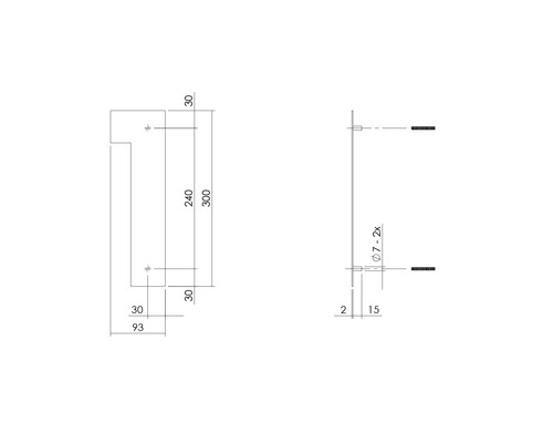 Teknisk ritning av en handdukshållare med måttangivelser