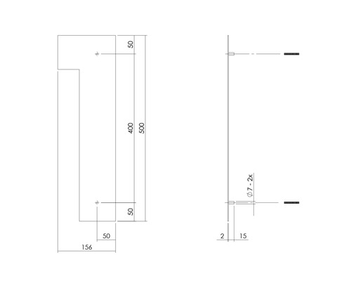 Teknisk ritning av en handdukshållare med mått