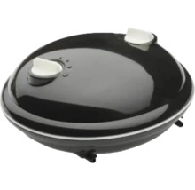 Akvarieluftpump med två justerbara vita vred på ett svart rundat hölje.
