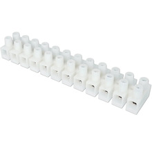 Kopplingslist i plast med 12 poler för elinstallationer.