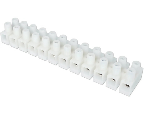 Kopplingslist i plast med 12 poler för elinstallationer.