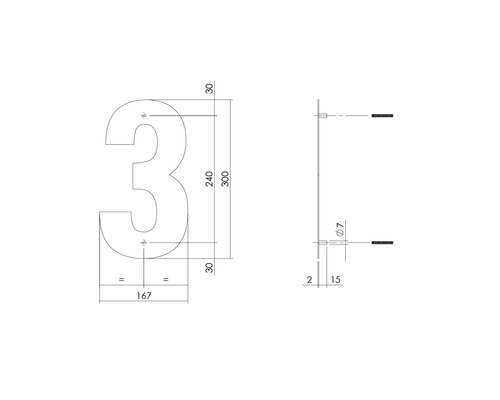 Teknisk ritning av husnummer 3 med mått