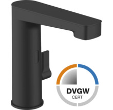 Svart tvättställsblandare med DVGW-certifiering.