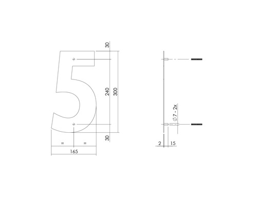 Teknisk ritning av husnummer 5 med dimensioner