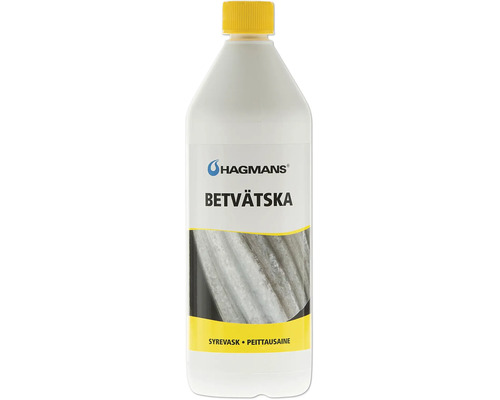 Hagmans Betvätska för förbehandling av förzinkade ytor i en vit plastflaska med gult lock.
