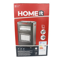 HOME It gaskamin med elektrisk fläkt, sammanfällbar, inklusive slang och regulator, 4,2 kilowatt, HOME It Logo.