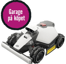 Mammotion robotgräsklippare med fyrhjulsdrift och sensorer, garage på köpet
