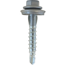 Sexkantig borrskruv med tätningsbricka av metall.