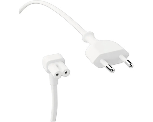 Vit euro-strömkabel med eurokontakt och apparatkontakt av typ C7.