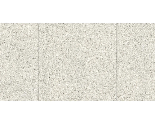 Golvplattor i granitkeramik med terrazzo-look och fin kornighet.