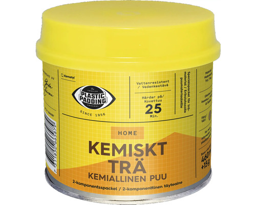 Plastic Padding Kemiskt Trä tvåkomponentsspackel för trä, vattenresistent, härdar på 25 minuter.