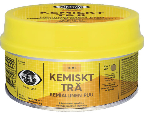 Plastic Padding Kemiskt Trä Home, 2-komponent spackel för trämaterial, 180 milliliter bas och 8 gram härdare.