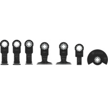 Bosch Starlock tillbehörsset till multiverktyg med olika instickssågblad och ett segmentsågblad för trä och multimaterial.
