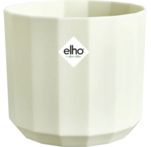 elho blomkruka i vit plast med åttkantig fasetterad design.