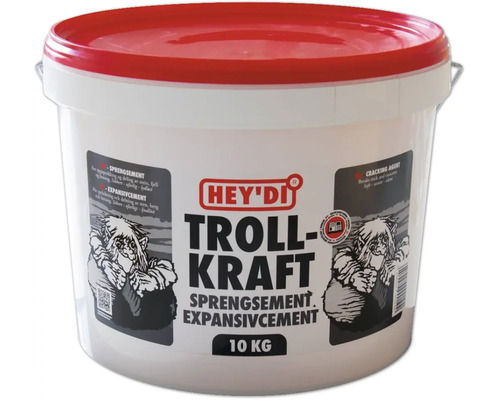 Hey'di Troll-Kraft expansivcement för spräckning av sten och betong i 10 kilogram hink.