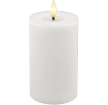 Vitt LED-blockljus med konstgjord flamma.