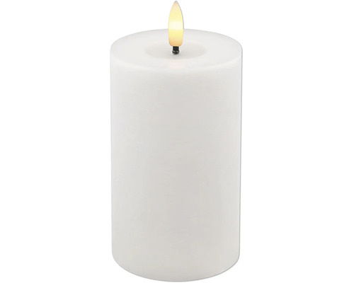 Vitt LED-blockljus med konstgjord flamma.