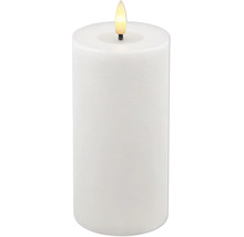 Vitt LED-blockljus med konstgjord flamma.