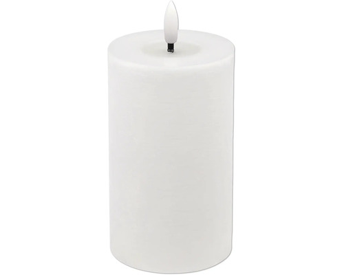 Vitt LED-blockljus med flamsformad lampa.