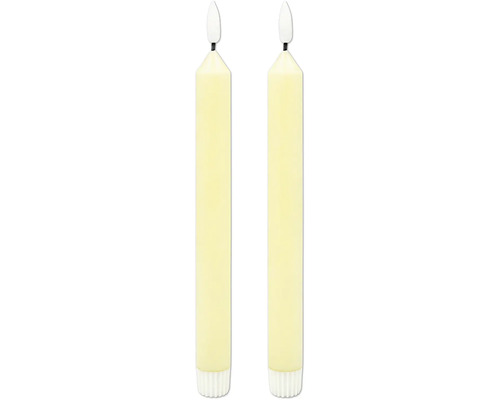 Två LED-stavljus av äkta vax för stämningsfull belysning.