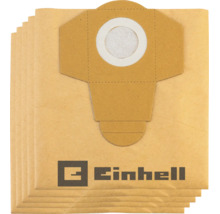 Einhell dammsugarpåsar av papper i set, lämpliga för våt- och torrdammsugare. Einhell Logo.