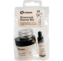 Ozami Nosework startpaket för hundar med eukalyptushydrolat, tops i behållare och doftbehållare.