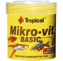 Tropical Mikro-vit BASIC flerkomponentsfoder för fiskyngel med multivitaminer och multimineraler.